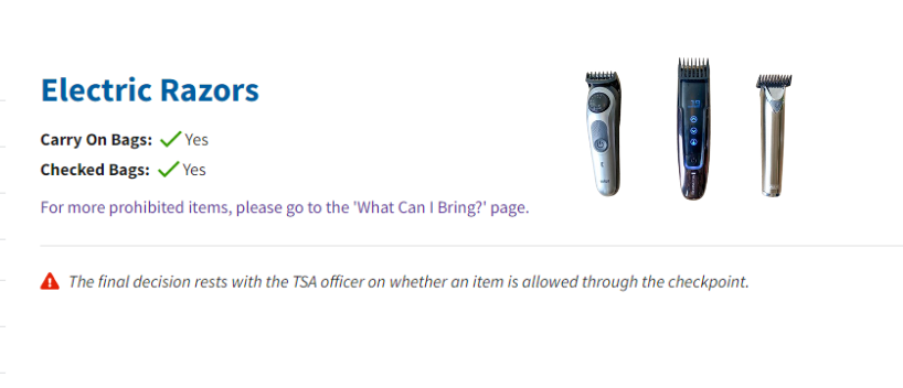 Is Rechargeable Beard Trimmer Allowed In plane